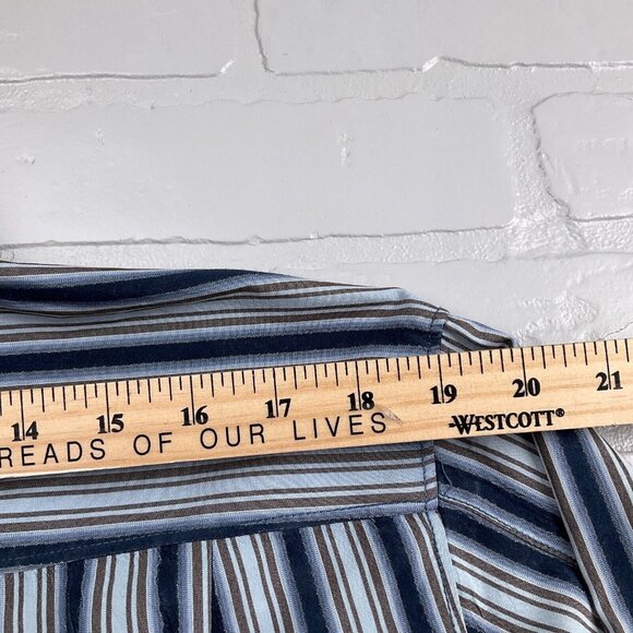 Tommy Bahama Shirt Men Large Blue Brown‎ Stripe Silk Classic Career Party - Picture 9 of 12